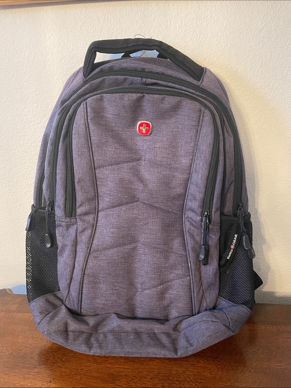 SwissGear Purple-Gray Laptop Backpack with Red Logo